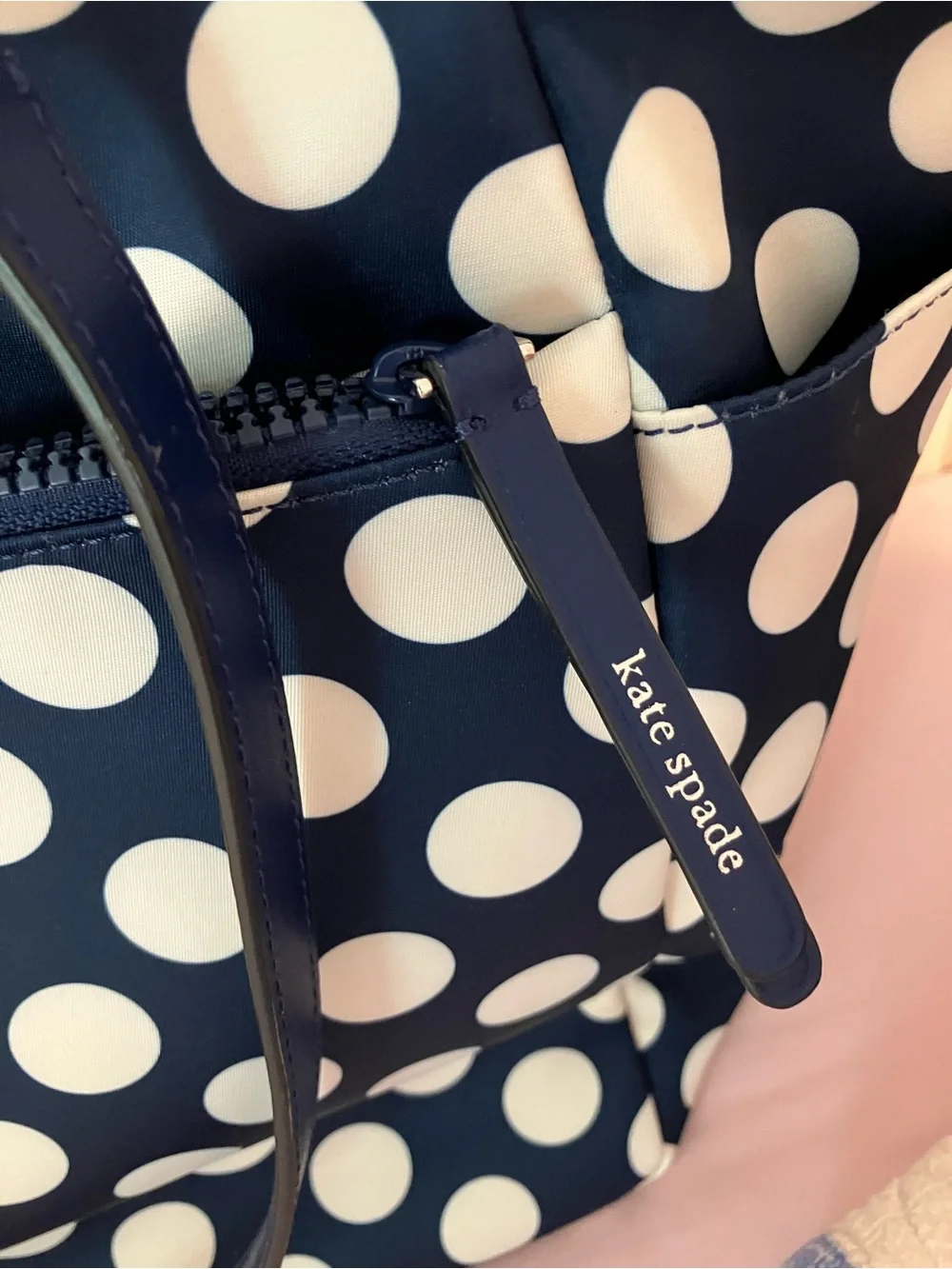 kate spade Navy and White Polka Dot Tote